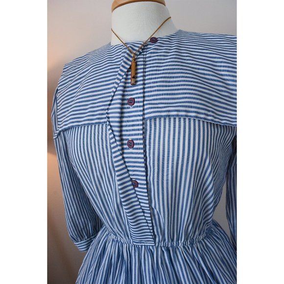 Vintage 80s does 50s Sailor Dress Pockets 10 M - Picture 3 of 10
